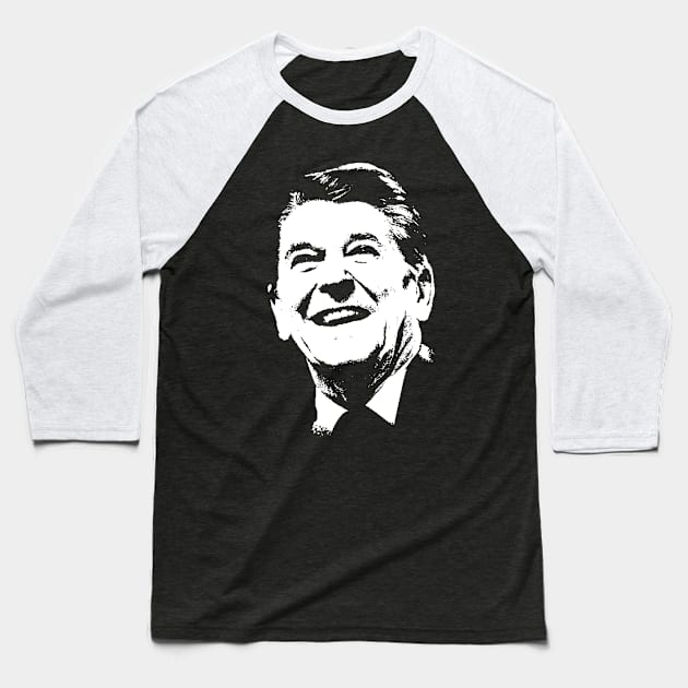 Ronald Reagan Portrait Baseball T-Shirt by phatvo